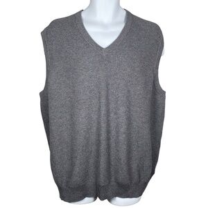 Brooks Brothers Sweater Vest Mens Size 2XL Gray Cotton Cashmere Blend Pullover